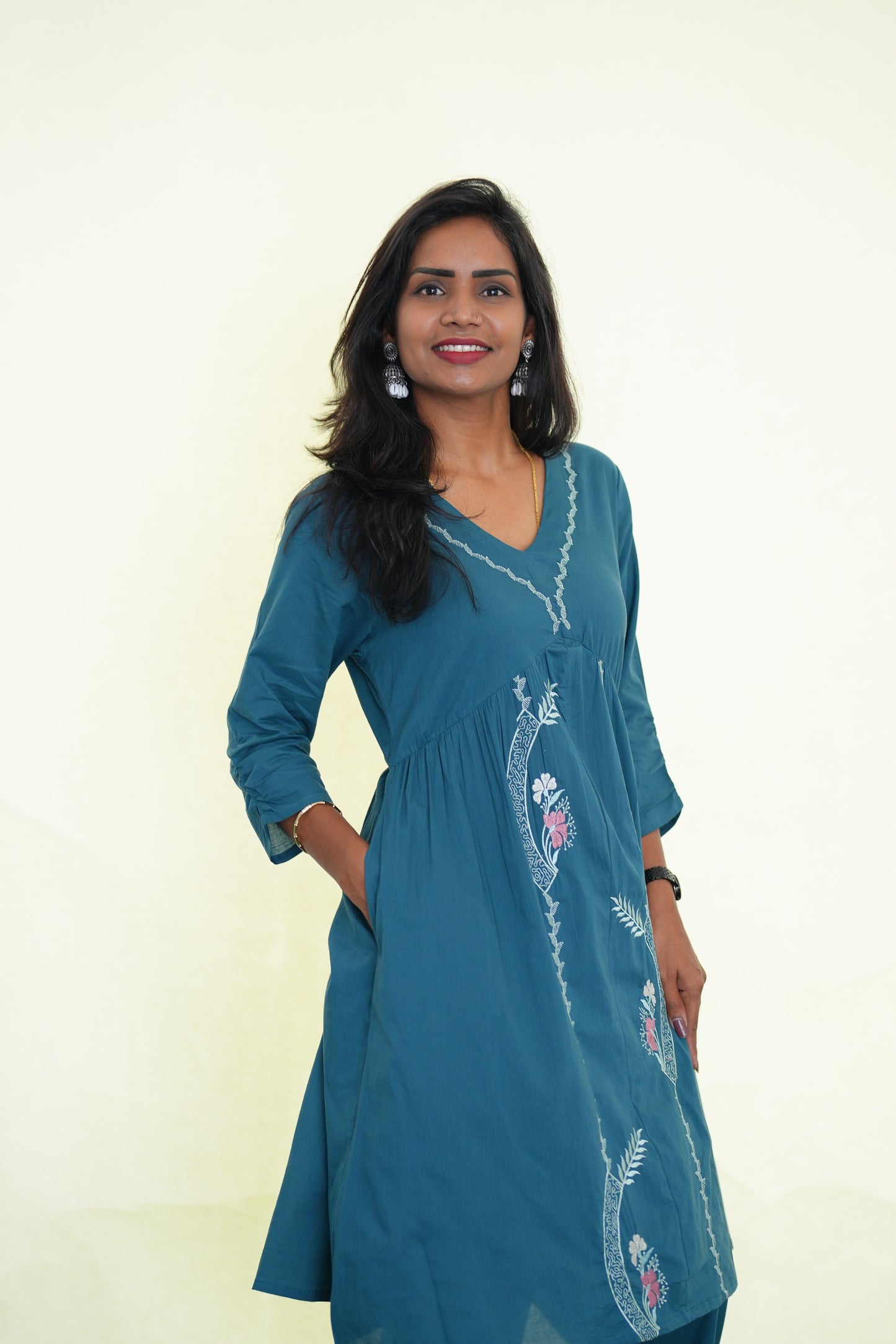 Jaipur Cotton Stylish Office Wear Cord Set With Embroidery Work