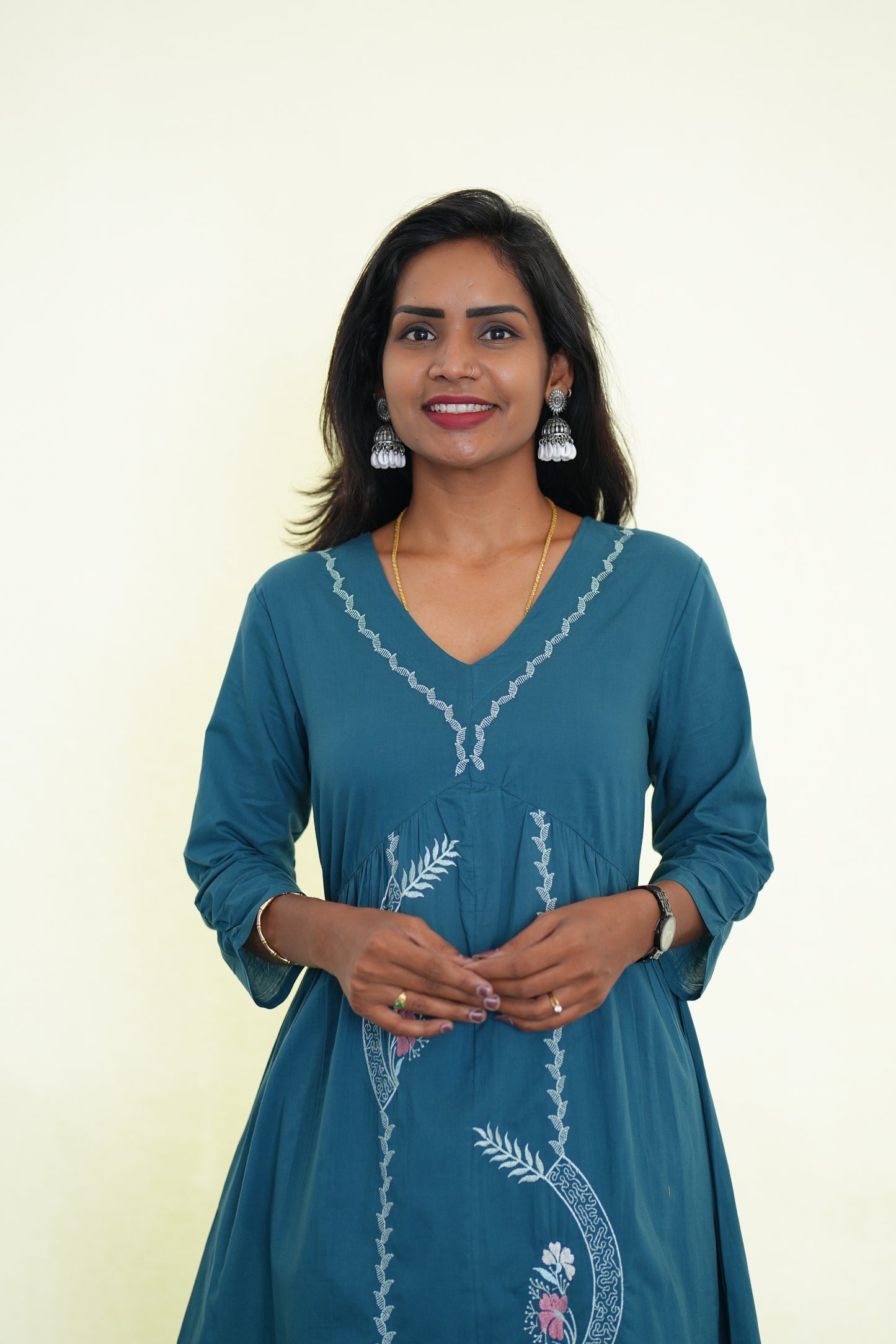 Jaipur Cotton Stylish Office Wear Cord Set With Embroidery Work
