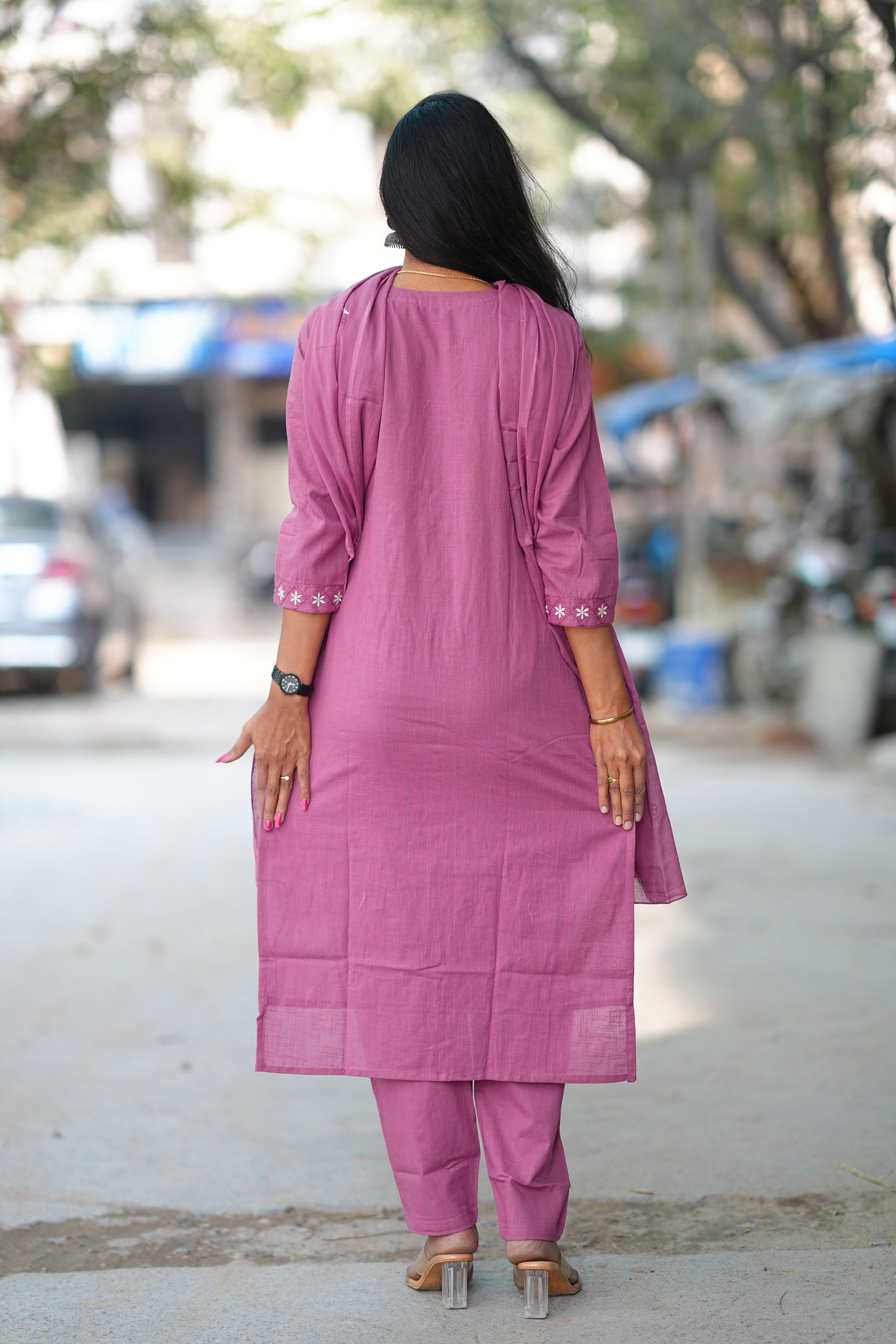Pink Color Jaipur Slub Cotton With Embroidery Work and Complete Lining