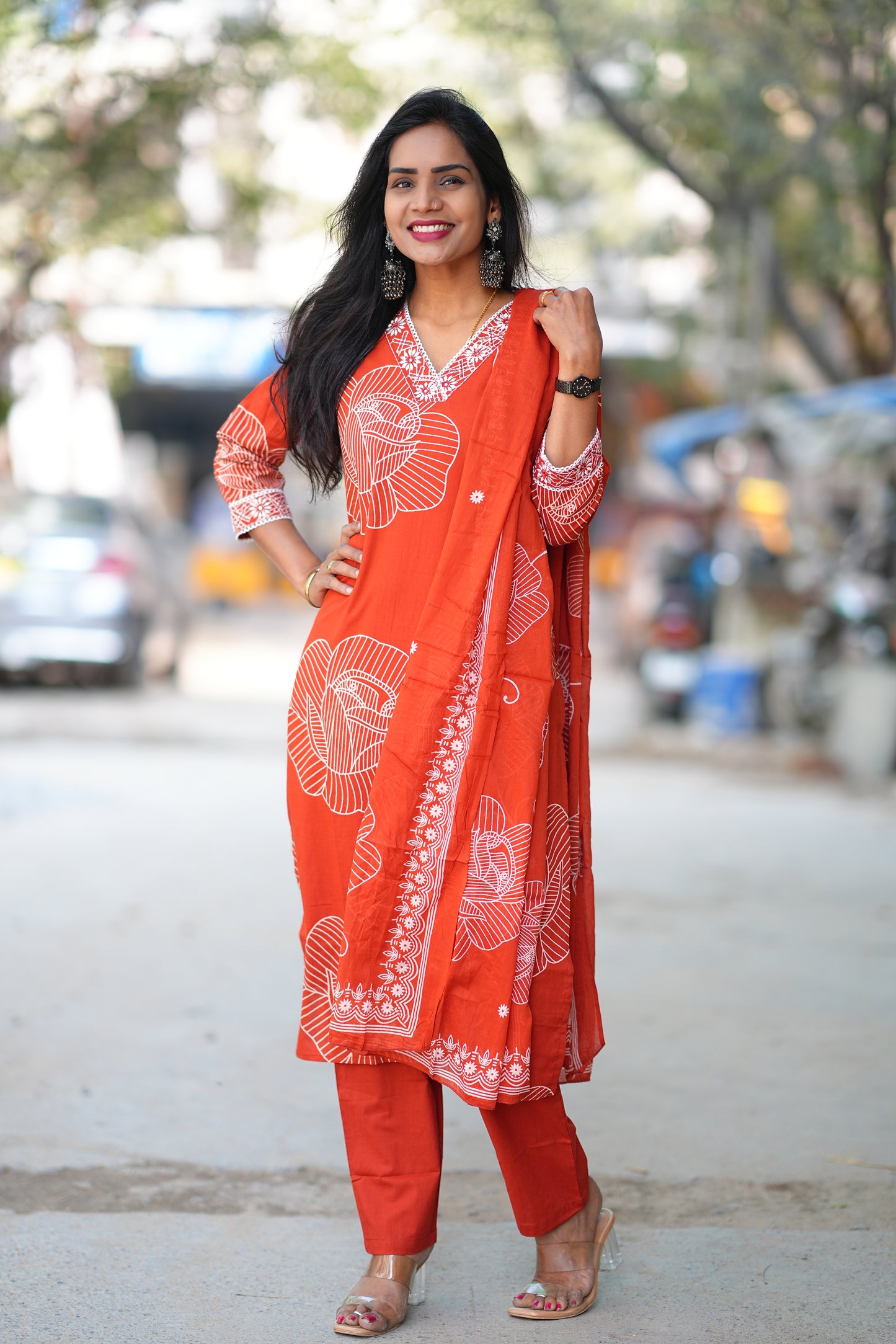 Orange Color Office Wear Collection in jaipur Cotton With Lining