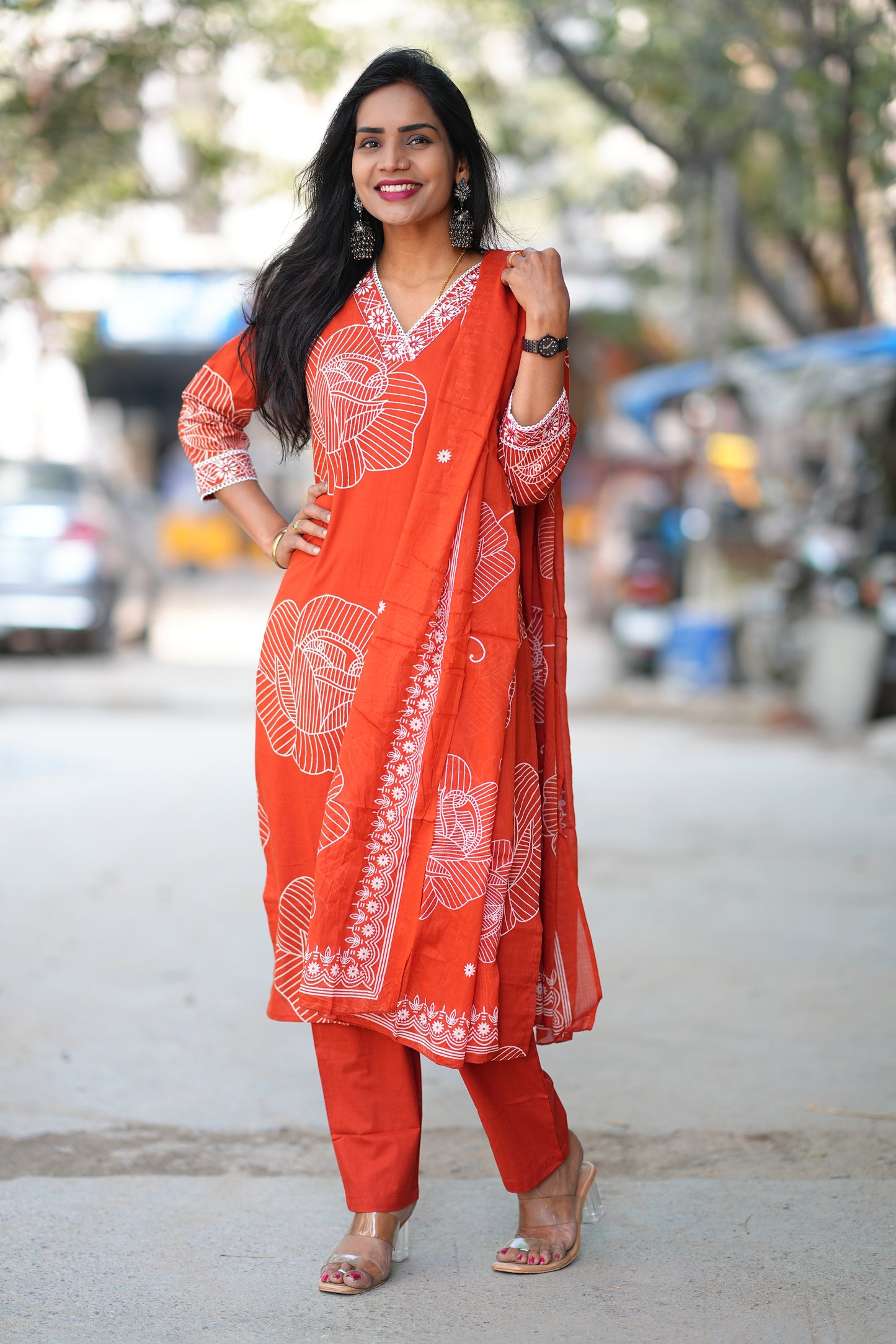 Orange Color Office Wear Collection in jaipur Cotton With Lining