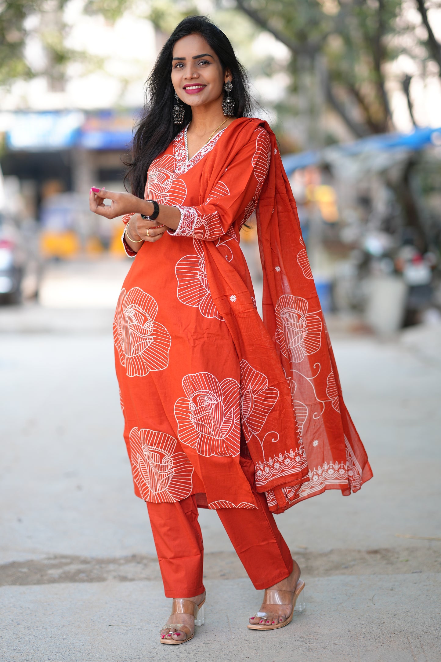 Orange Color Office Wear Collection in jaipur Cotton With Lining