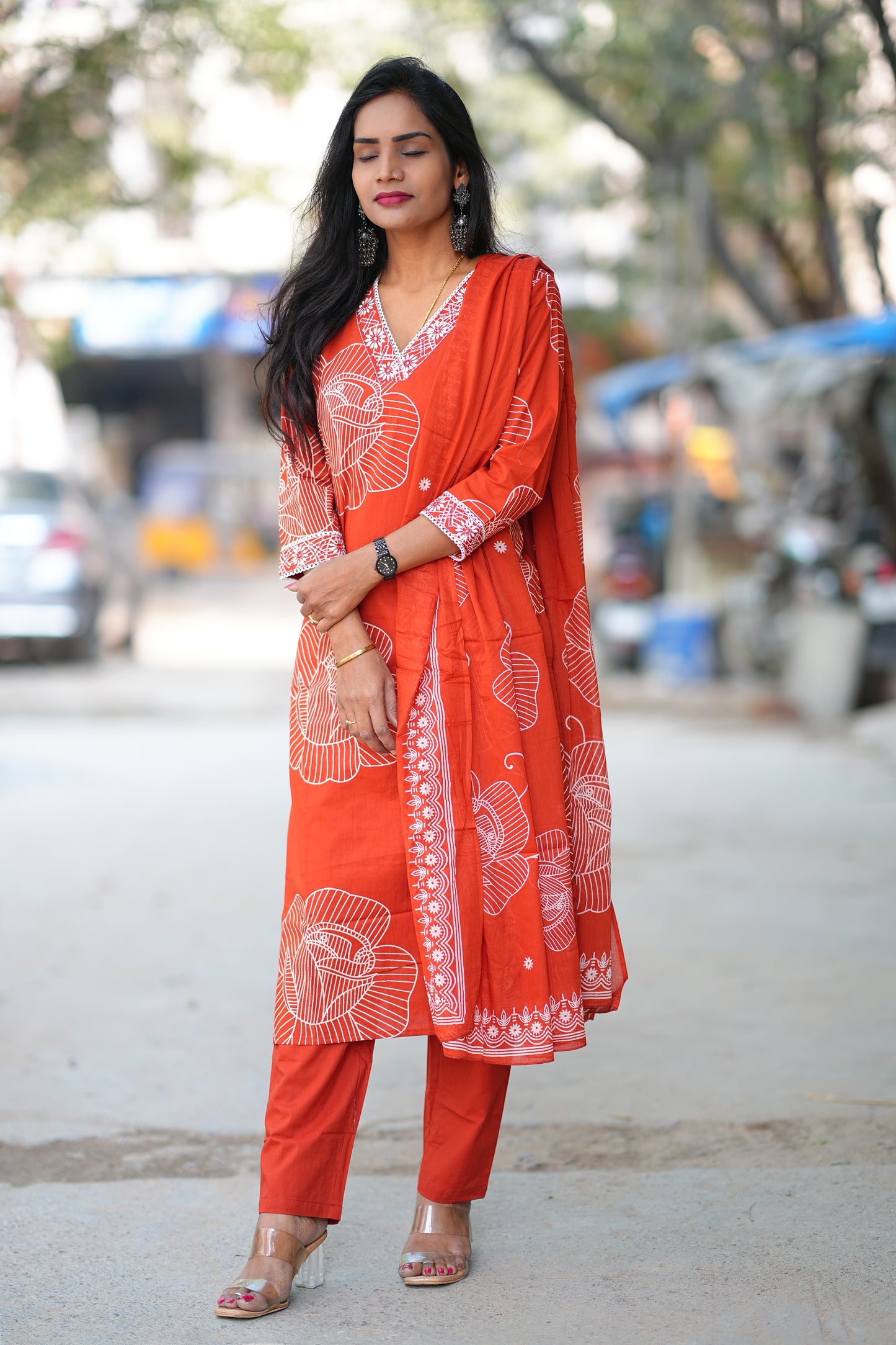 Orange Color Office Wear Collection in jaipur Cotton With Lining