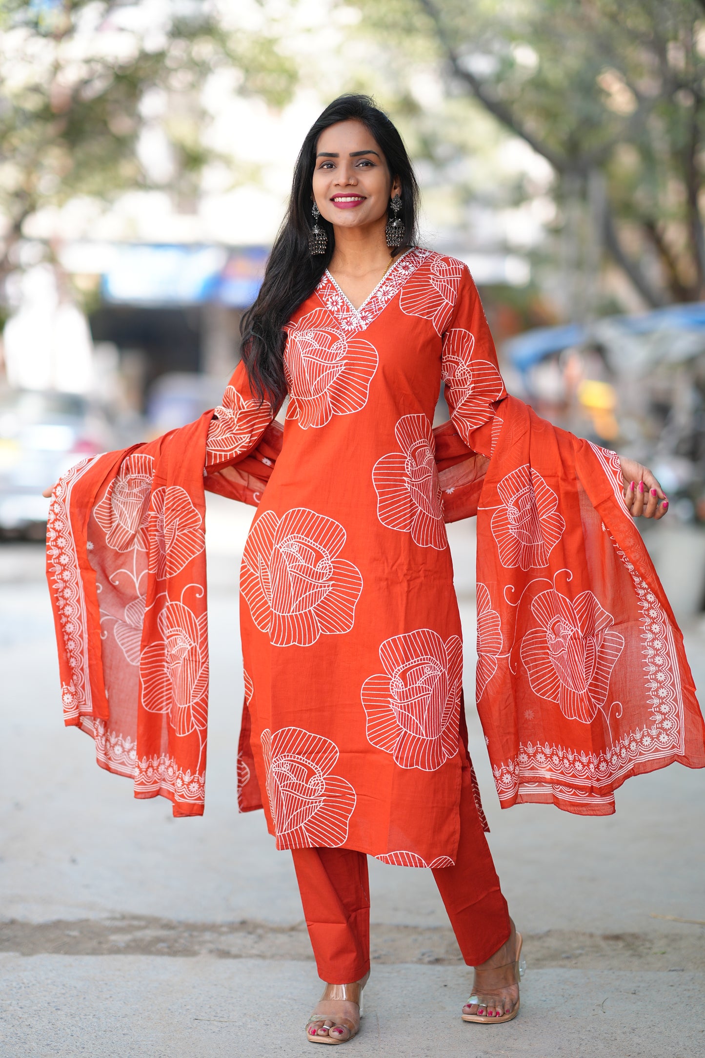 Orange Color Office Wear Collection in jaipur Cotton With Lining