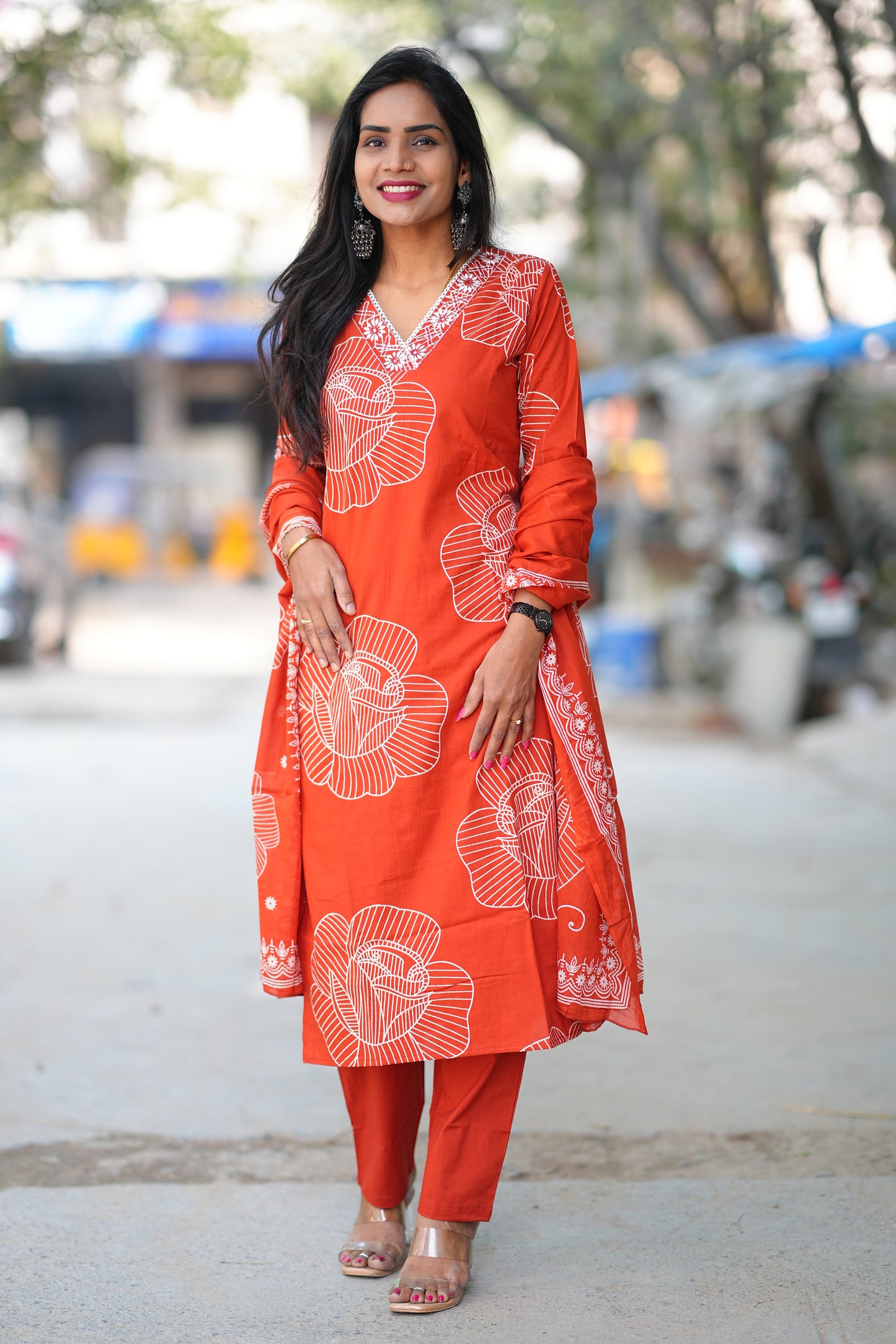 Orange Color Office Wear Collection in jaipur Cotton With Lining
