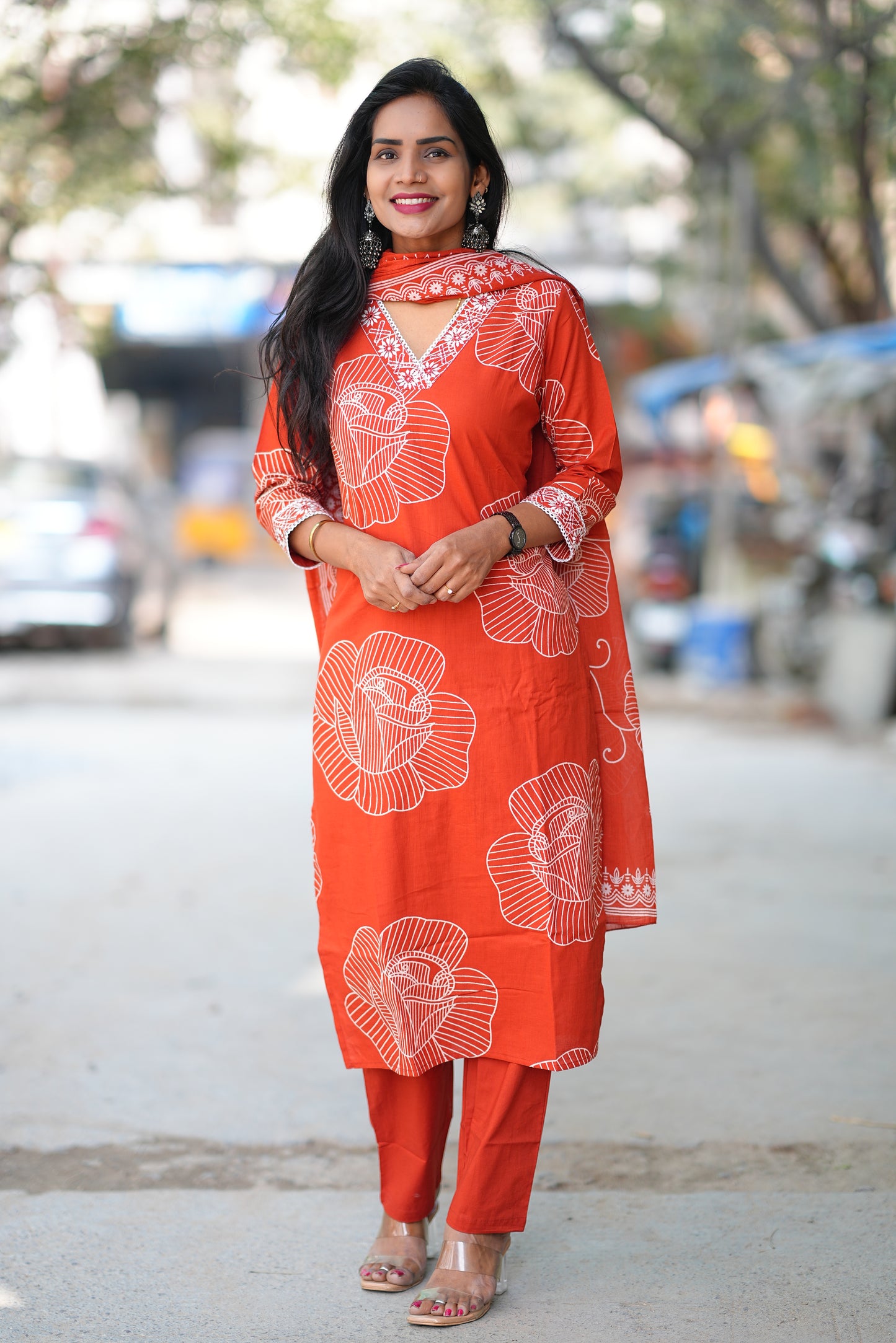 Orange Color Office Wear Collection in jaipur Cotton With Lining