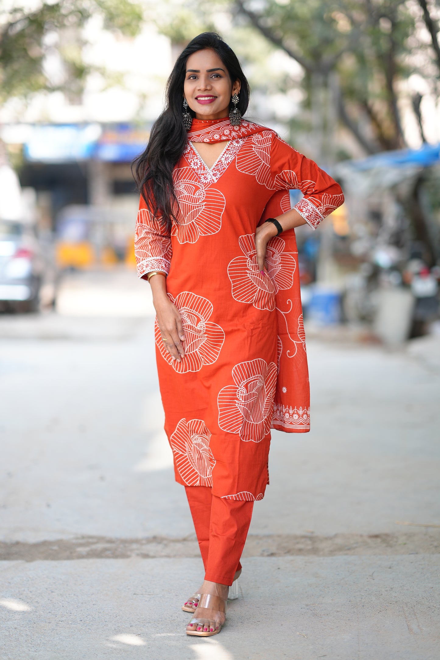 Orange Color Office Wear Collection in jaipur Cotton With Lining