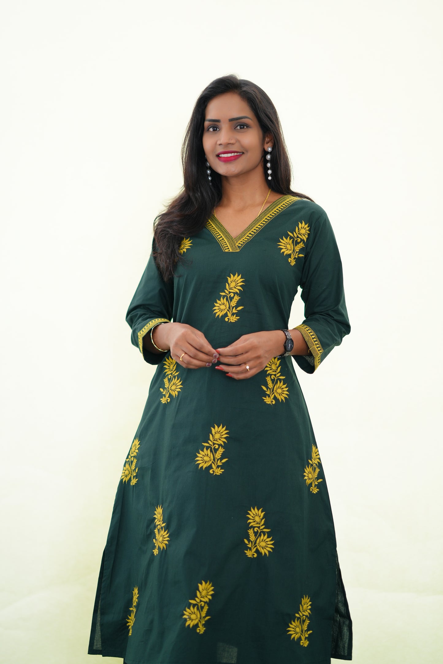 Emerald Green Jaipur Cotton Cordset With Embriodary work
