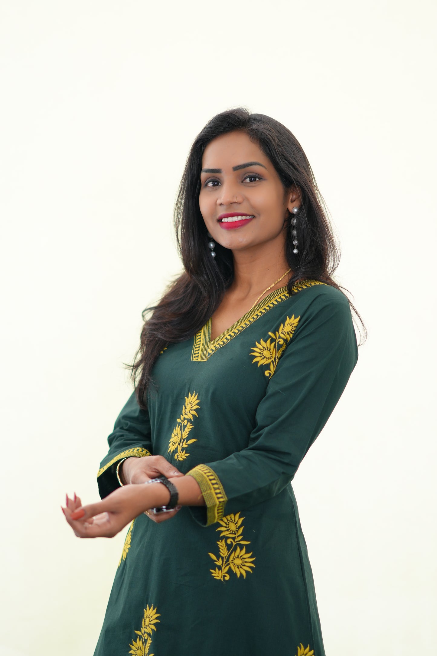Emerald Green Jaipur Cotton Cordset With Embriodary work