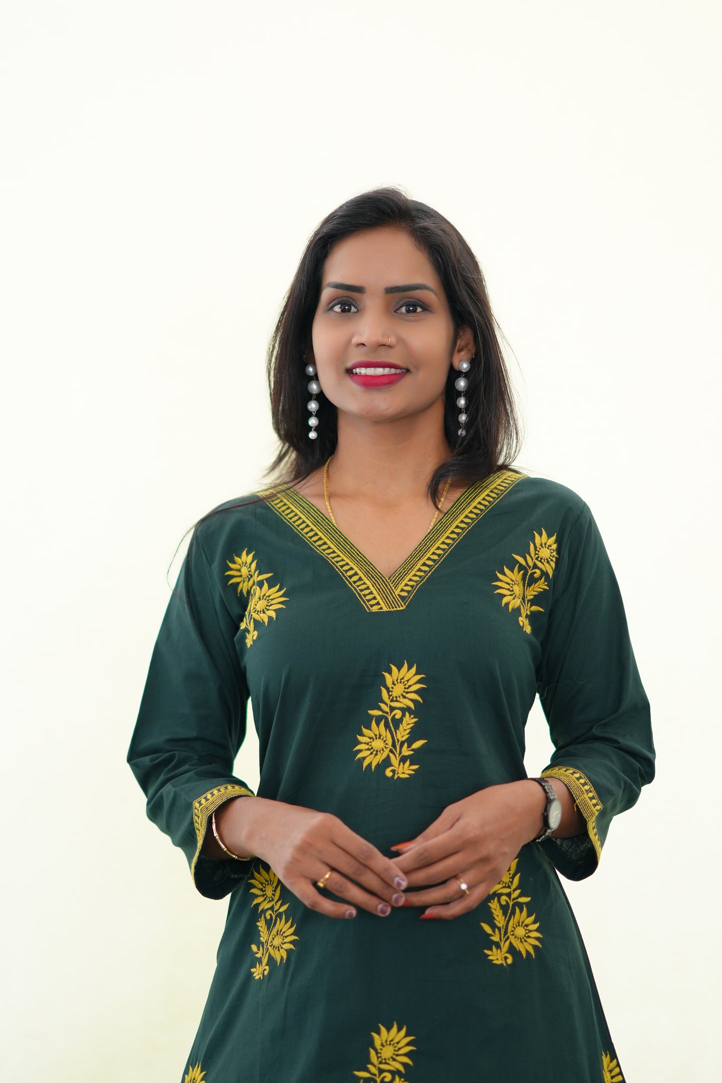 Emerald Green Jaipur Cotton Cordset With Embriodary work