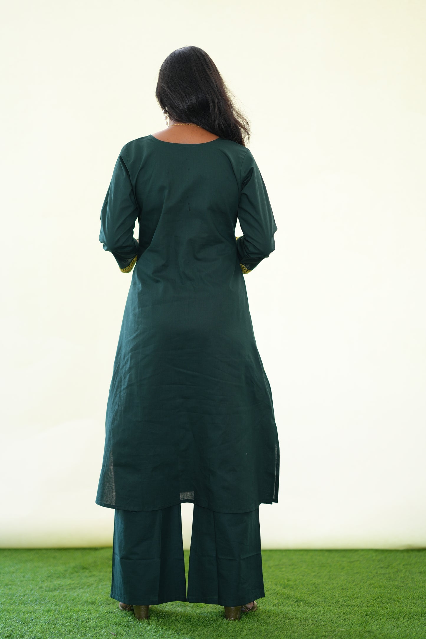 Emerald Green Jaipur Cotton Cordset With Embriodary work
