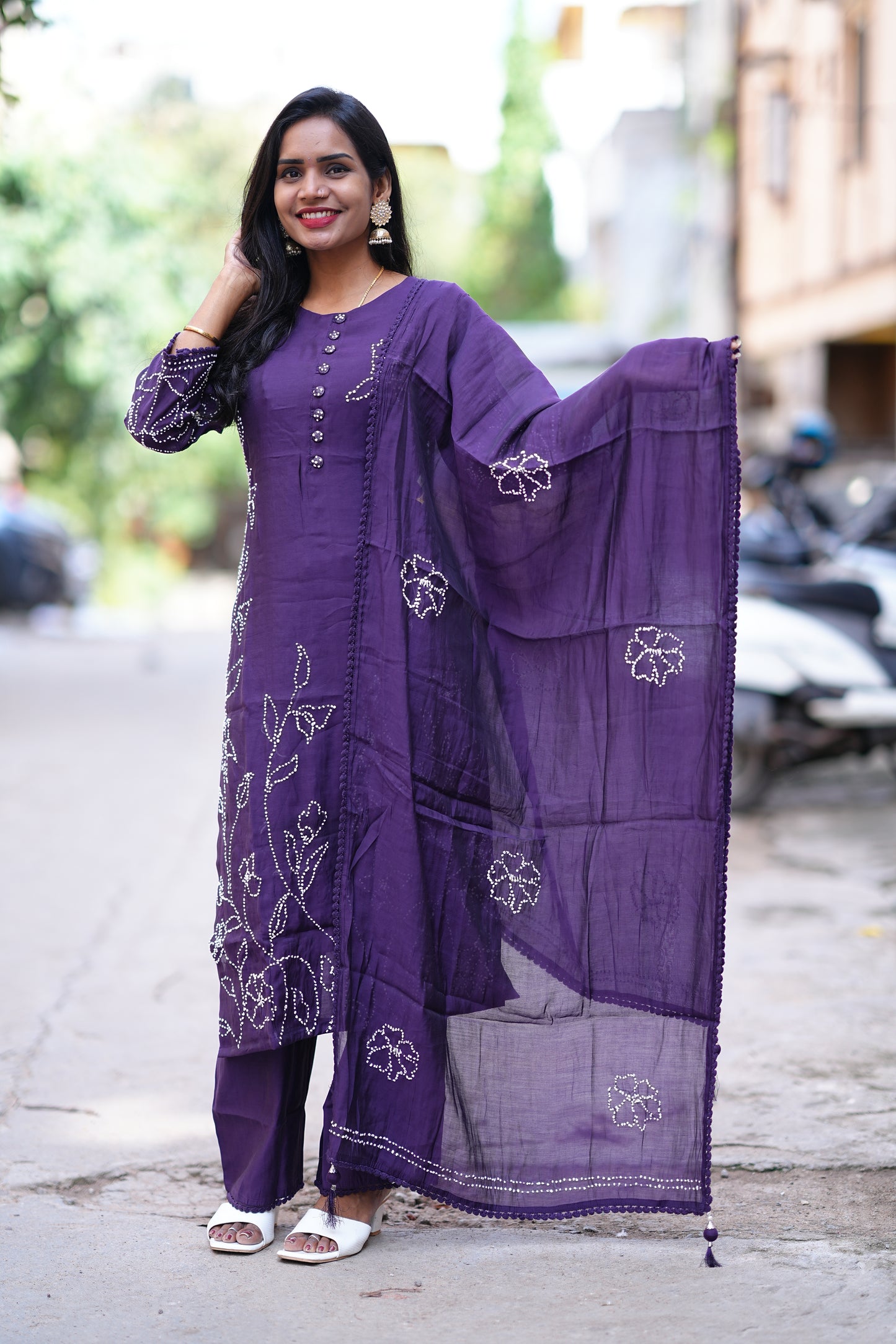 Purple Color Designer Wear 3 Piece Set