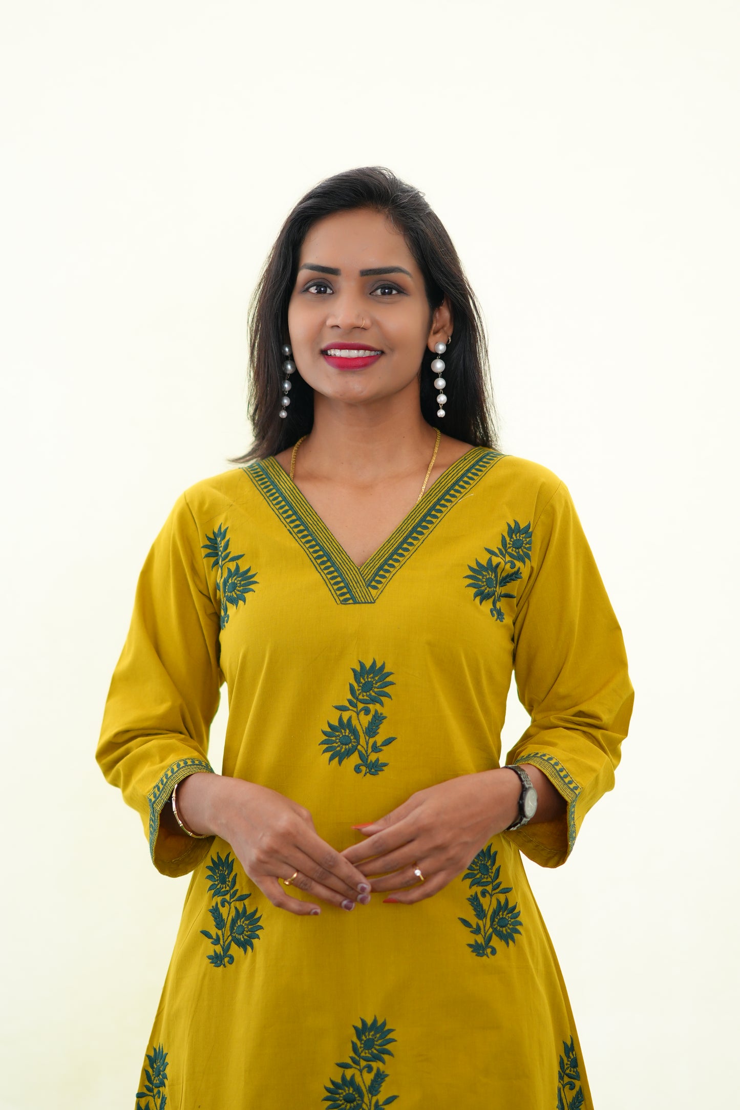 Mustard Yellow Jaipur Cotton Cordset With Embroidery work