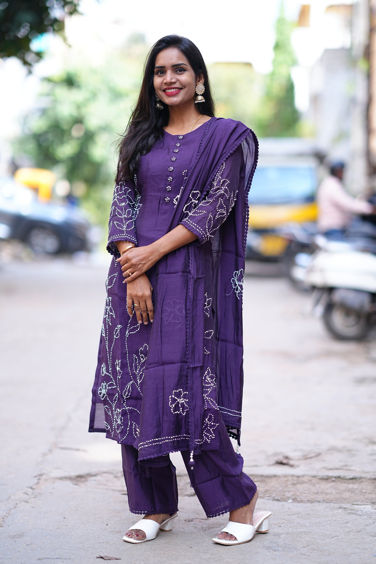 Purple Color Designer Wear 3 Piece Set