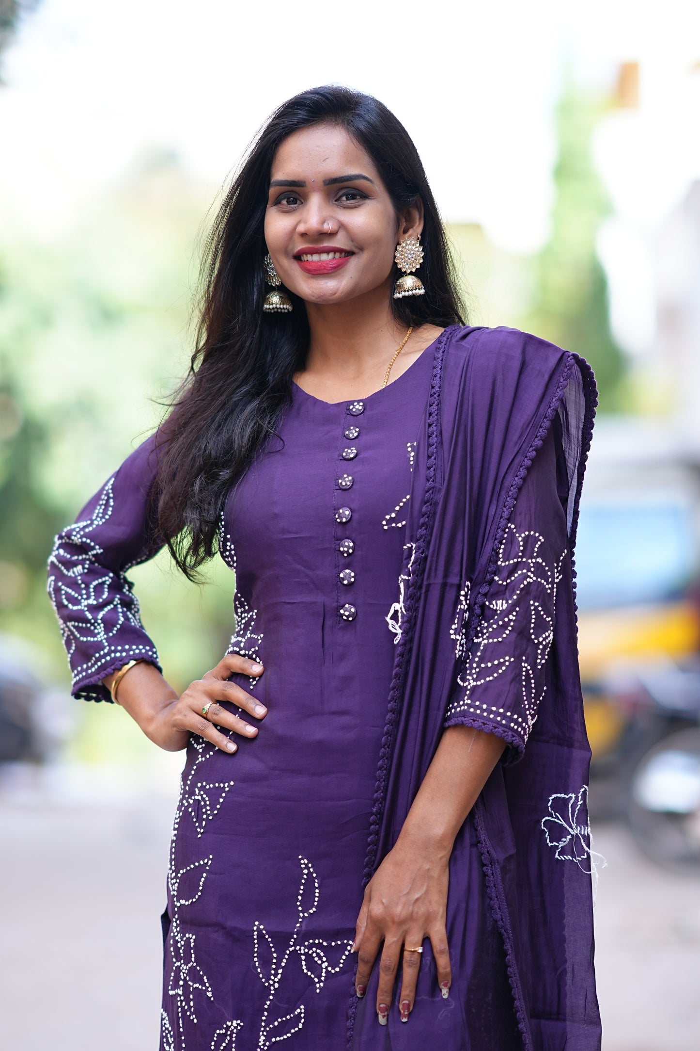 Purple Color Designer Wear 3 Piece Set