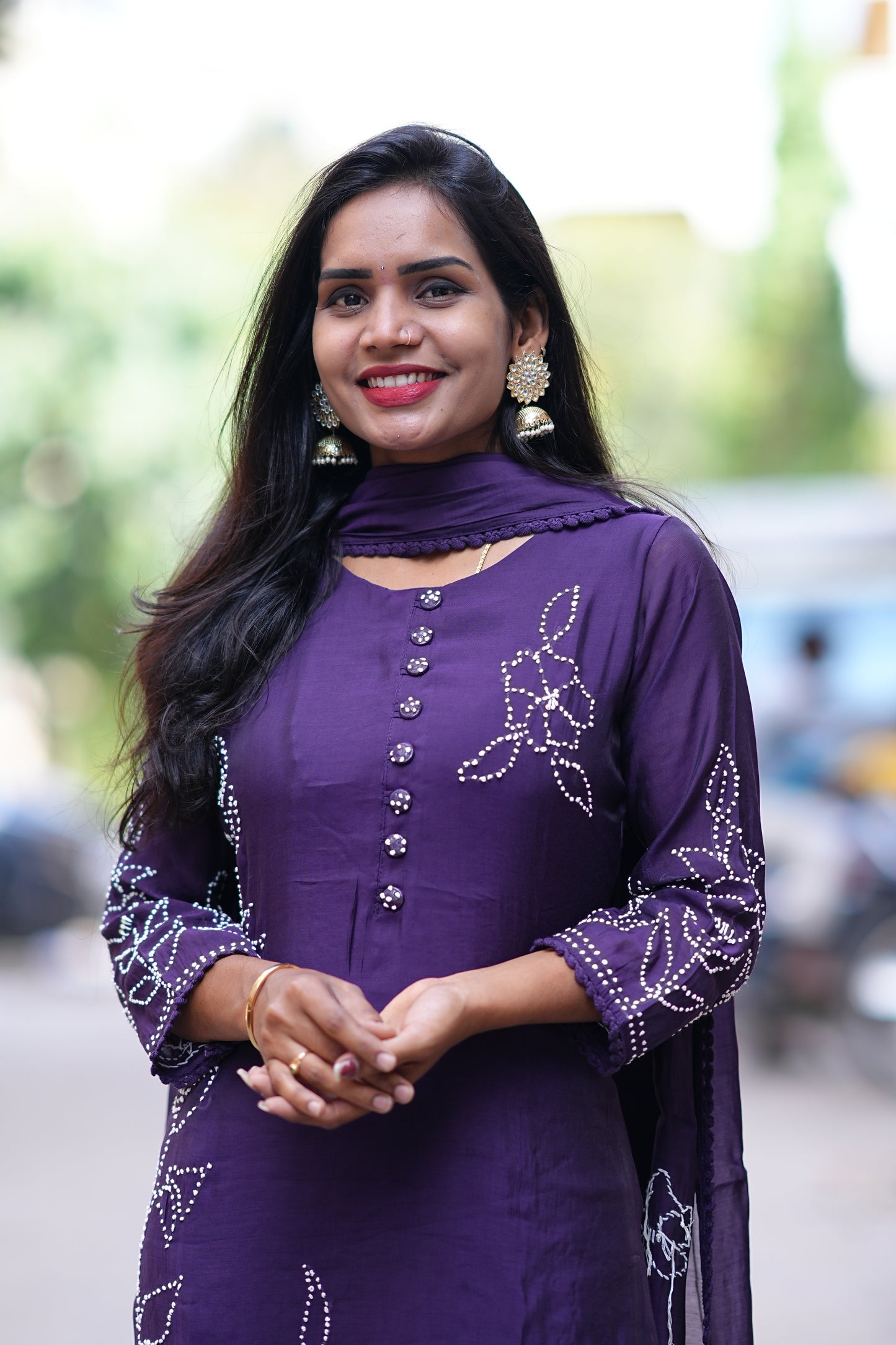 Purple Color Designer Wear 3 Piece Set