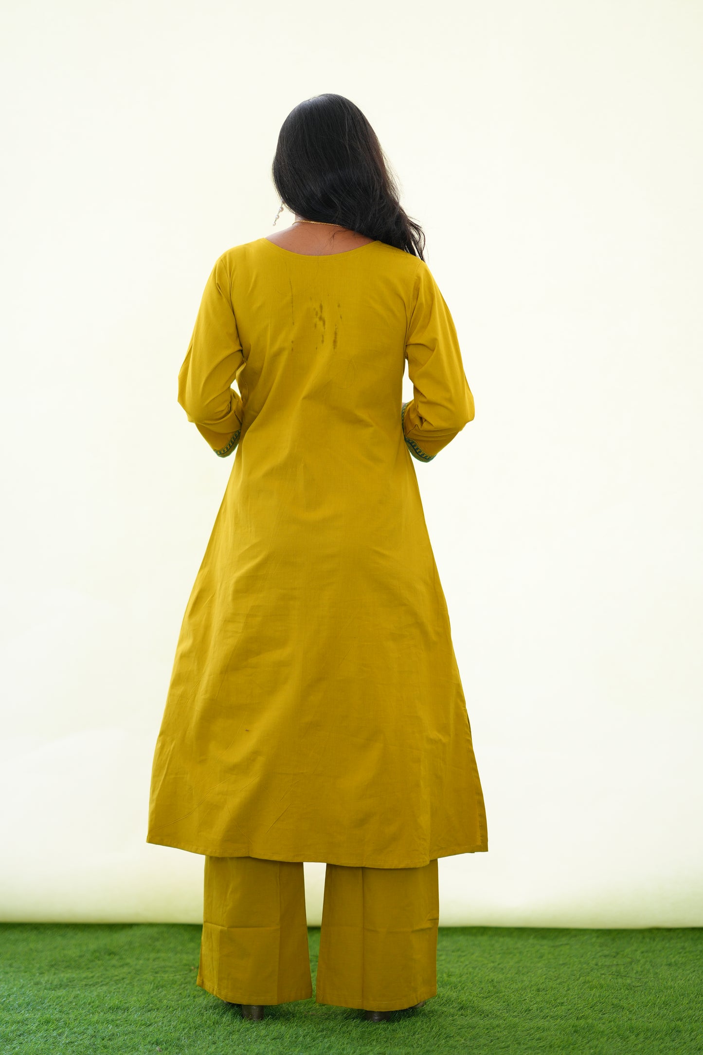 Mustard Yellow Jaipur Cotton Cordset With Embroidery work
