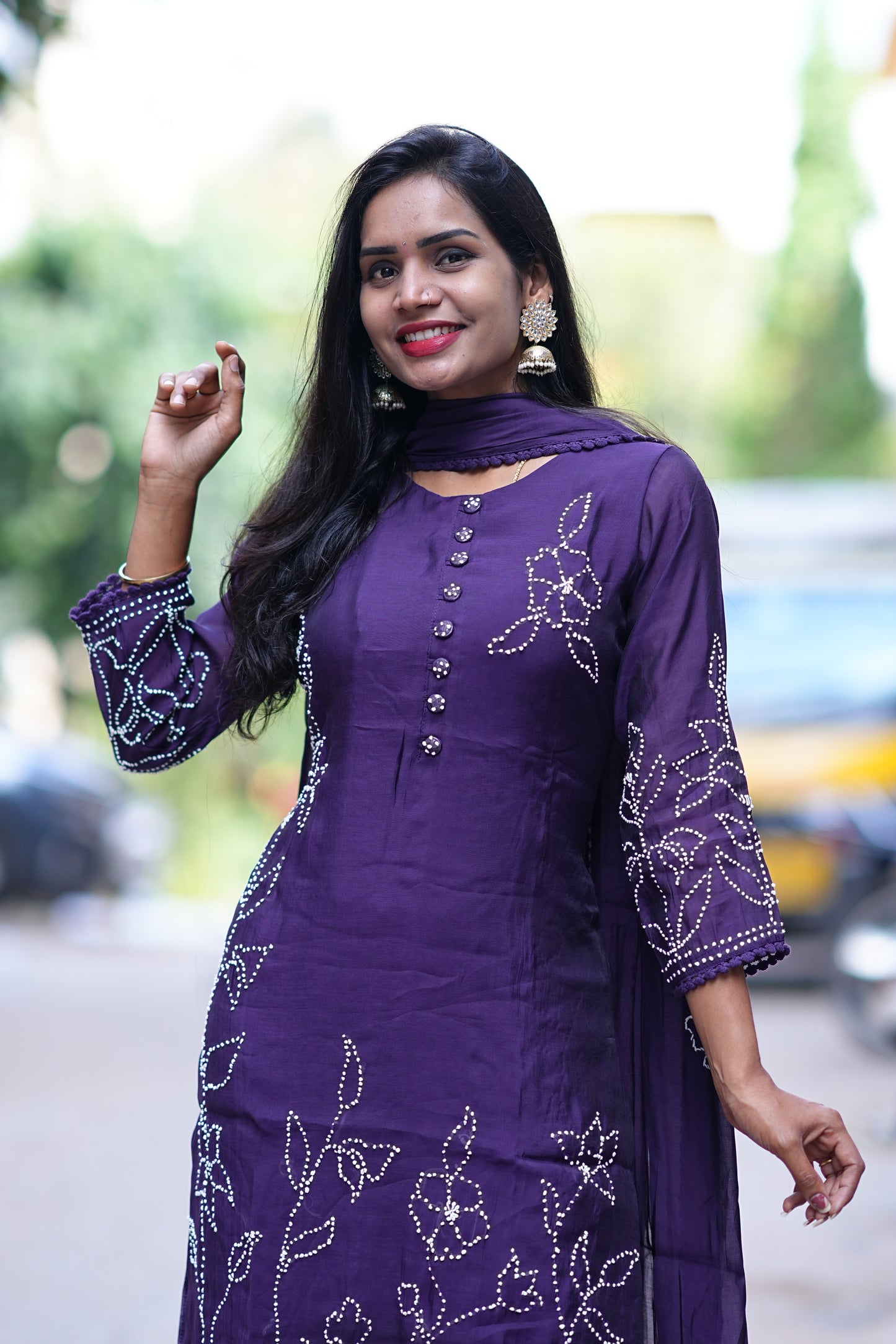 Purple Color Designer Wear 3 Piece Set