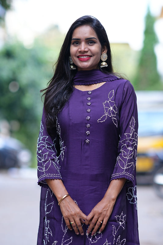 Purple Color Designer Wear 3 Piece Set