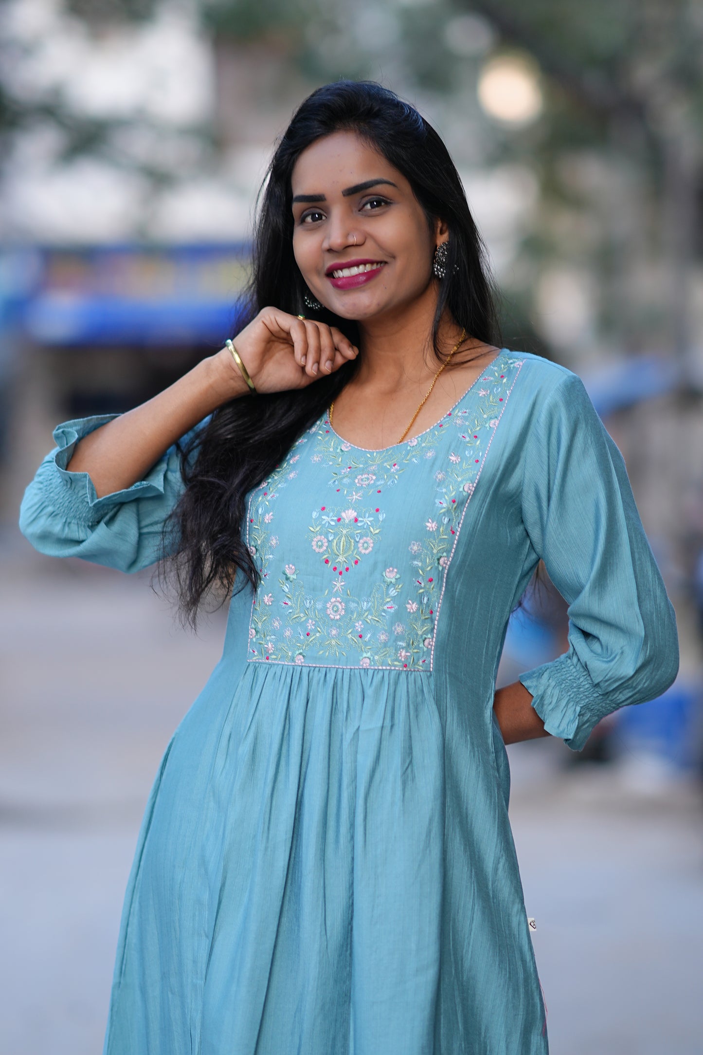 Sky Blue Color Party Wear Cordset