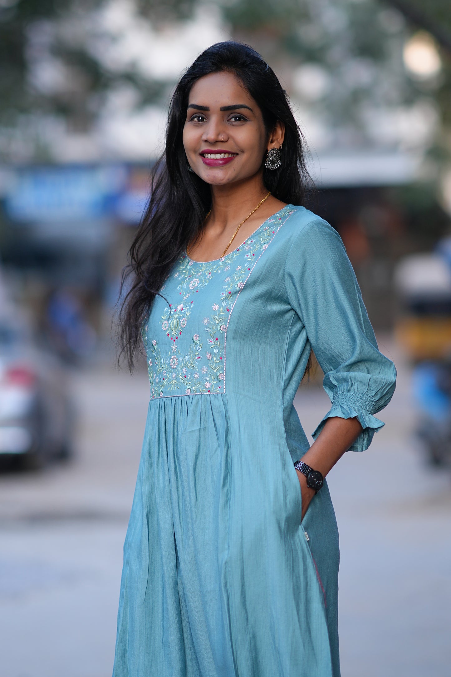 Sky Blue Color Party Wear Cordset