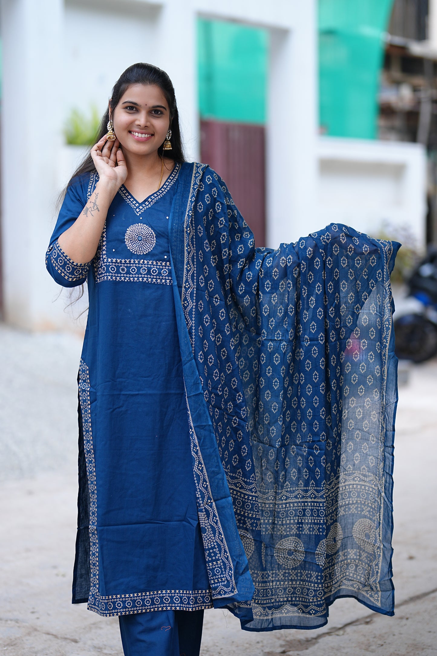 Jaipur Cotton Blue Color 3 Piece Set