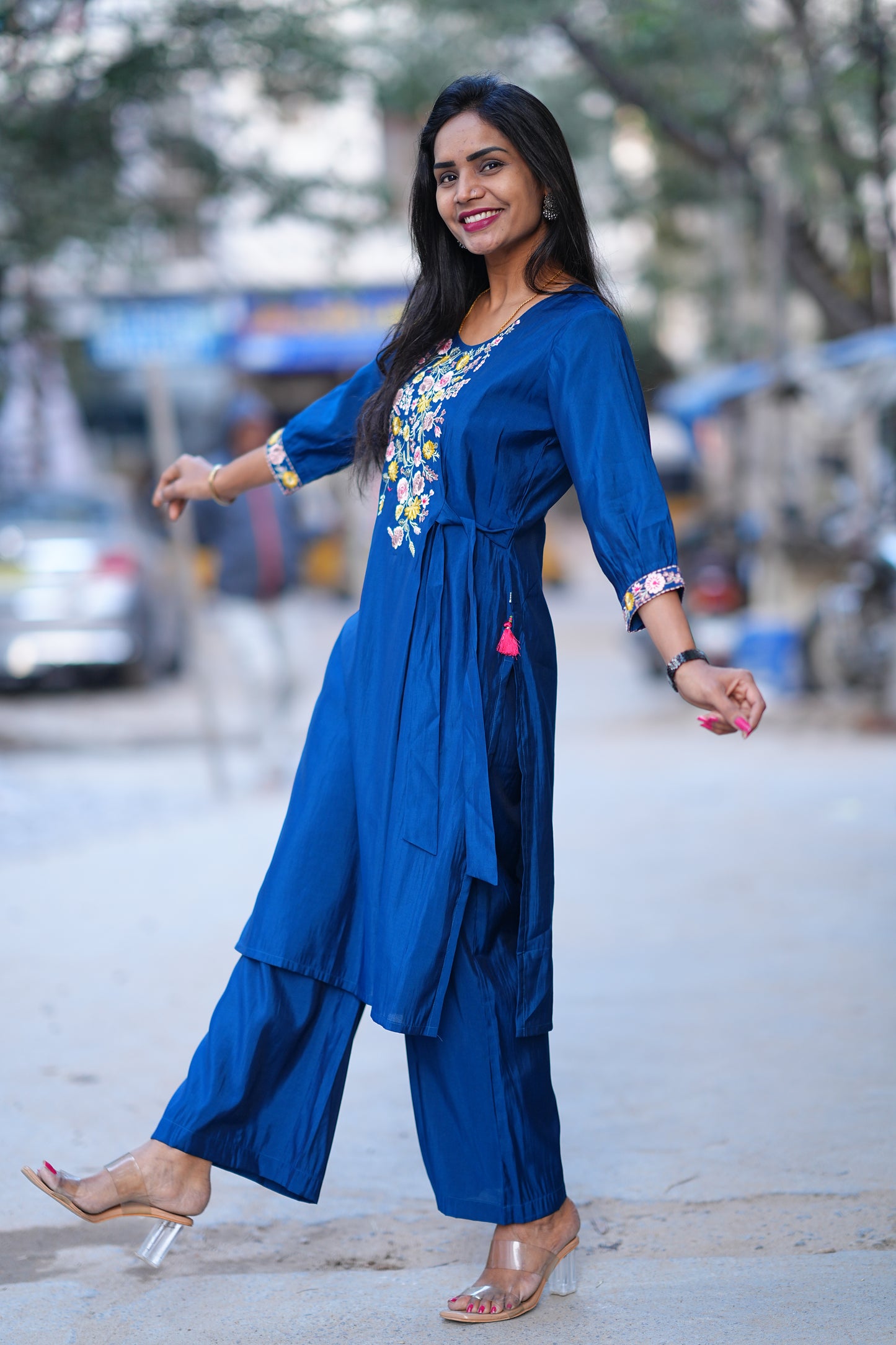 Blue Color Party Wear Cordset