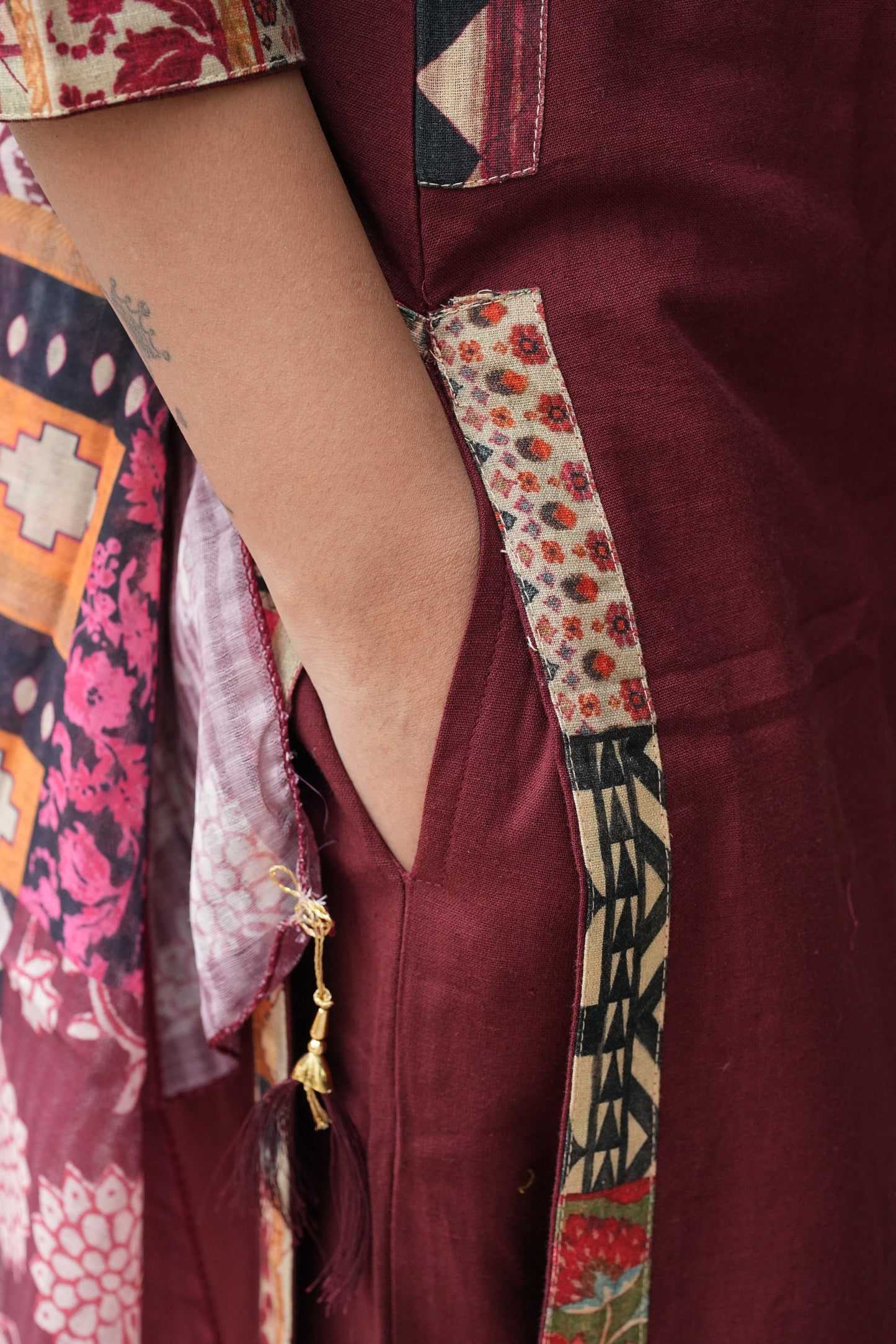 Maroon Color Heavy Jaipur Cotton 3 Piece Set