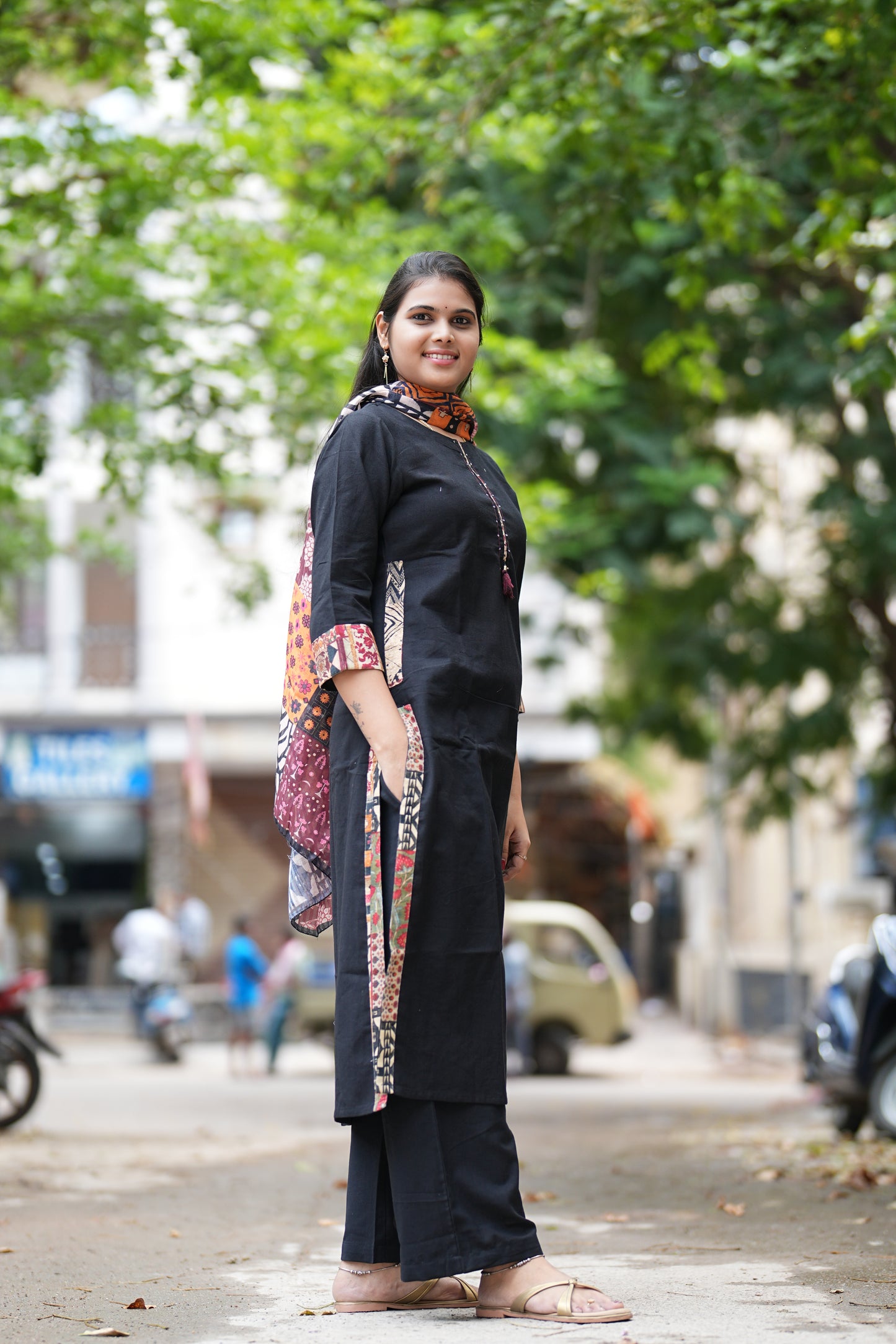 Black Color Heavy Jaipur Cotton 3 Piece Set
