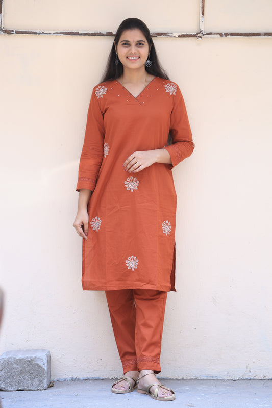 Jaipur Cotton Cord set With Thread Embroidery Work