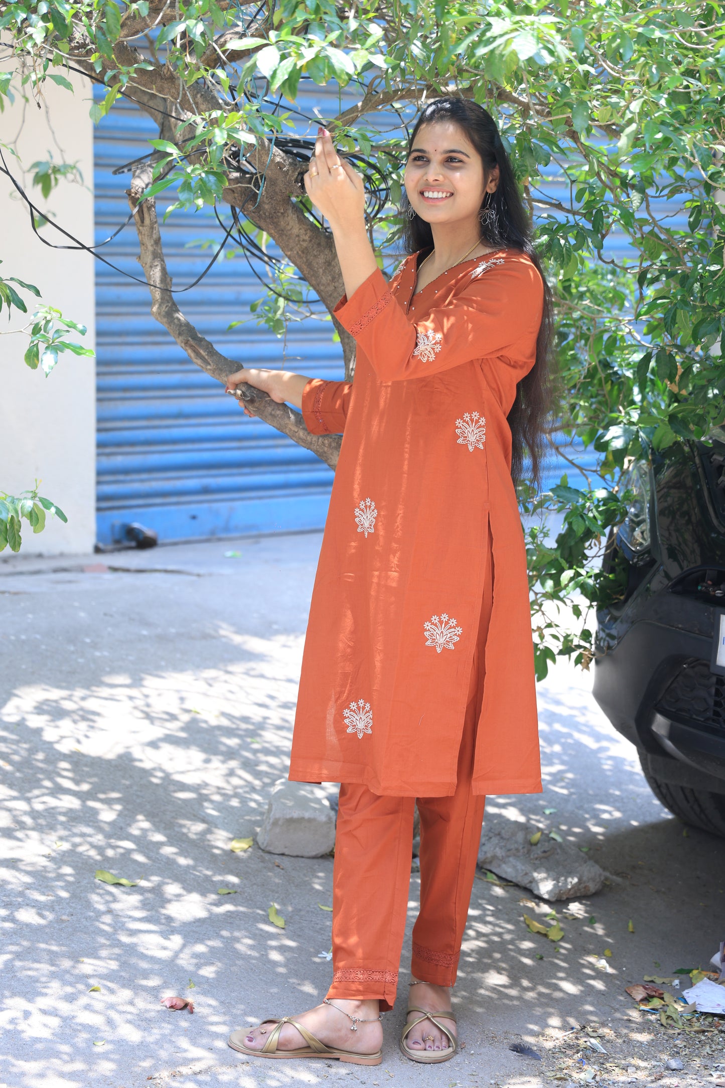 Jaipur Cotton Cord set With Thread Embroidery Work